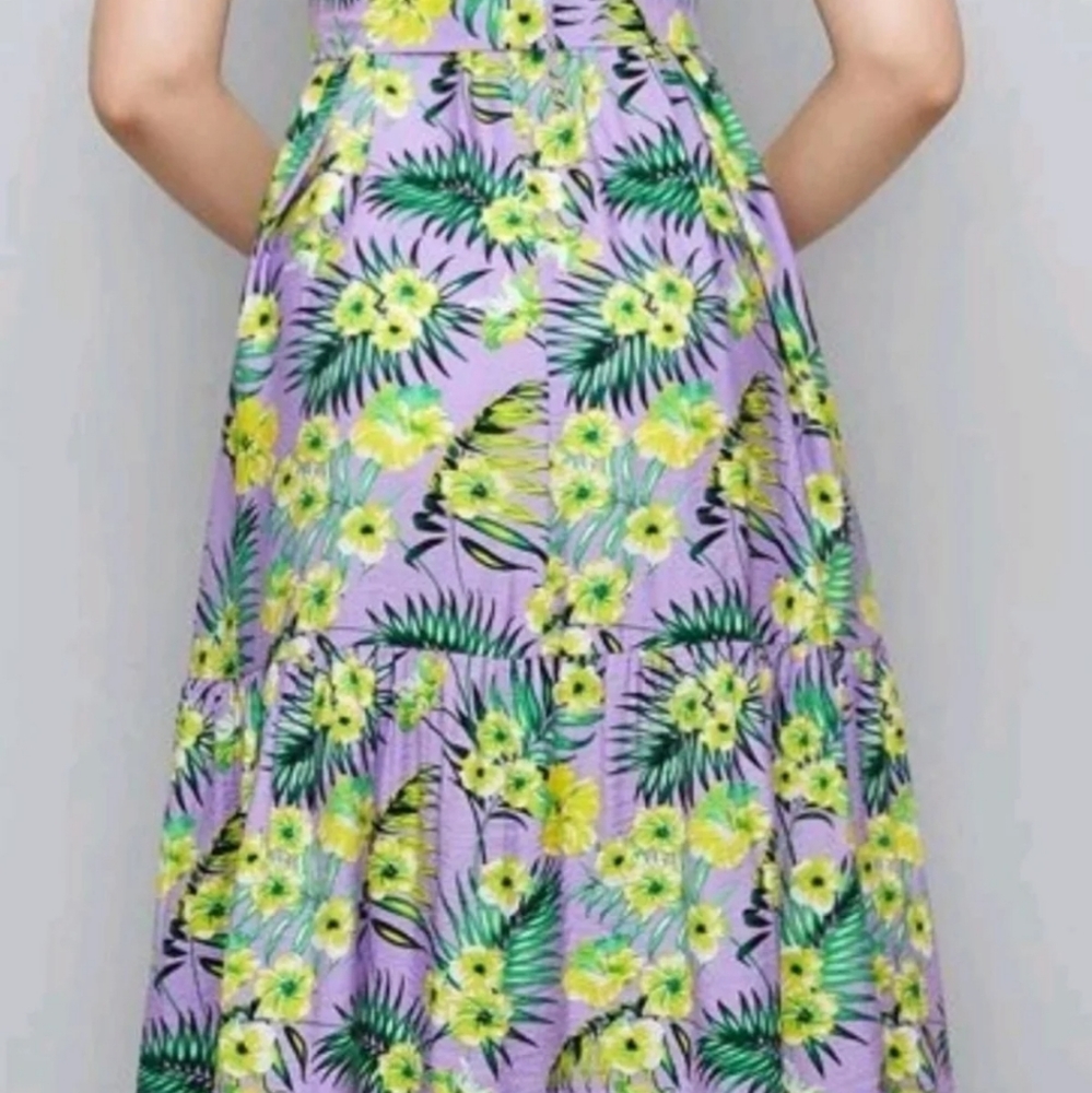 🌺💐Beautiful Tropical Lilac dress🌺💐🌺💐🌺💐🌺💐🌺💐 - Picture 4 of 7